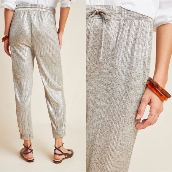 Anthropologie Foiled Knit Shine Jogger NWT Size XL - Picture 2 of 4